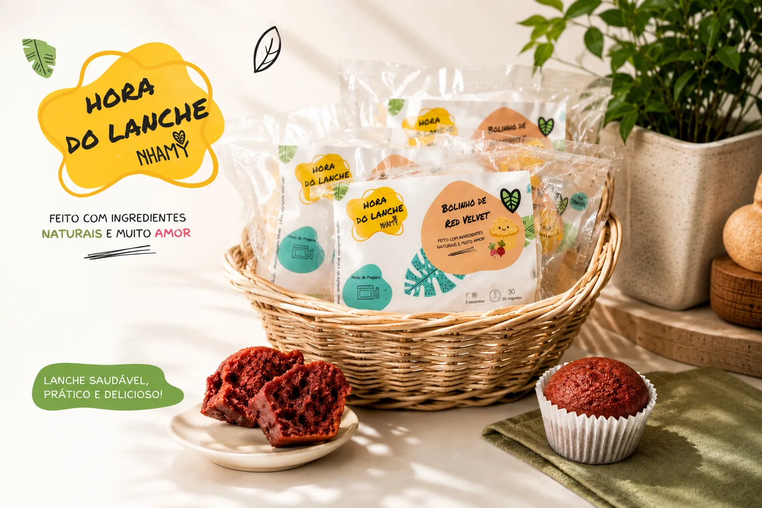 Ingredientes frescos Nhamy Store e refeição saudável para bebês